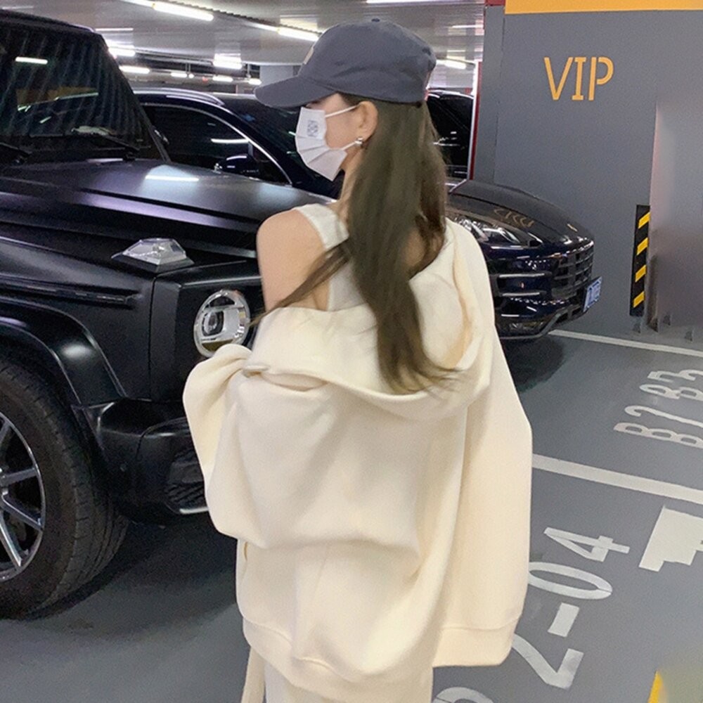 【台灣發貨】韓版基本款寬鬆連帽外套 外套 防曬外套 女裝 上衣 衣服【J32】-細節圖2