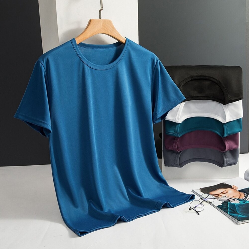 【台灣發貨】韓版寬鬆冰絲速乾短袖上衣 衣服 男裝 t恤 短袖t恤 上衣【T572】-細節圖3