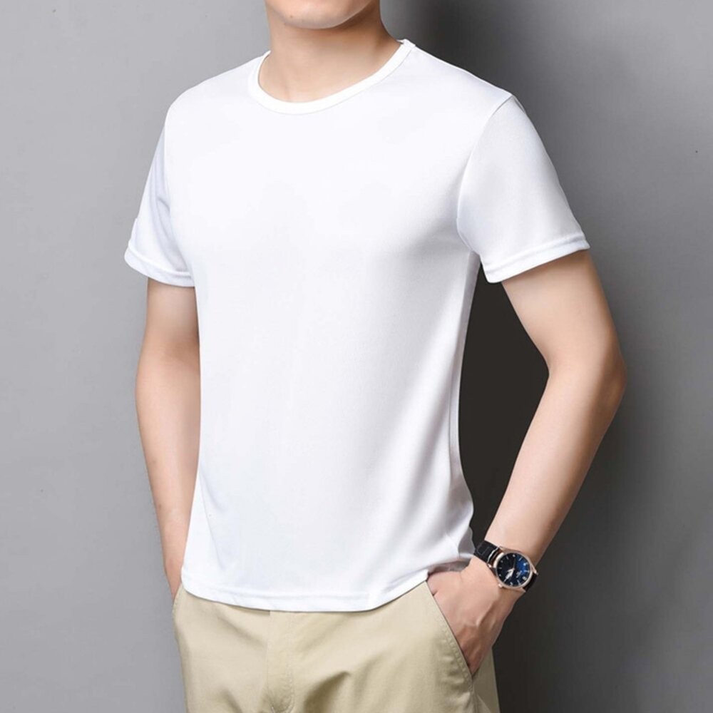 【台灣發貨】韓版寬鬆冰絲速乾短袖上衣 衣服 男裝 t恤 短袖t恤 上衣【T572】-細節圖4