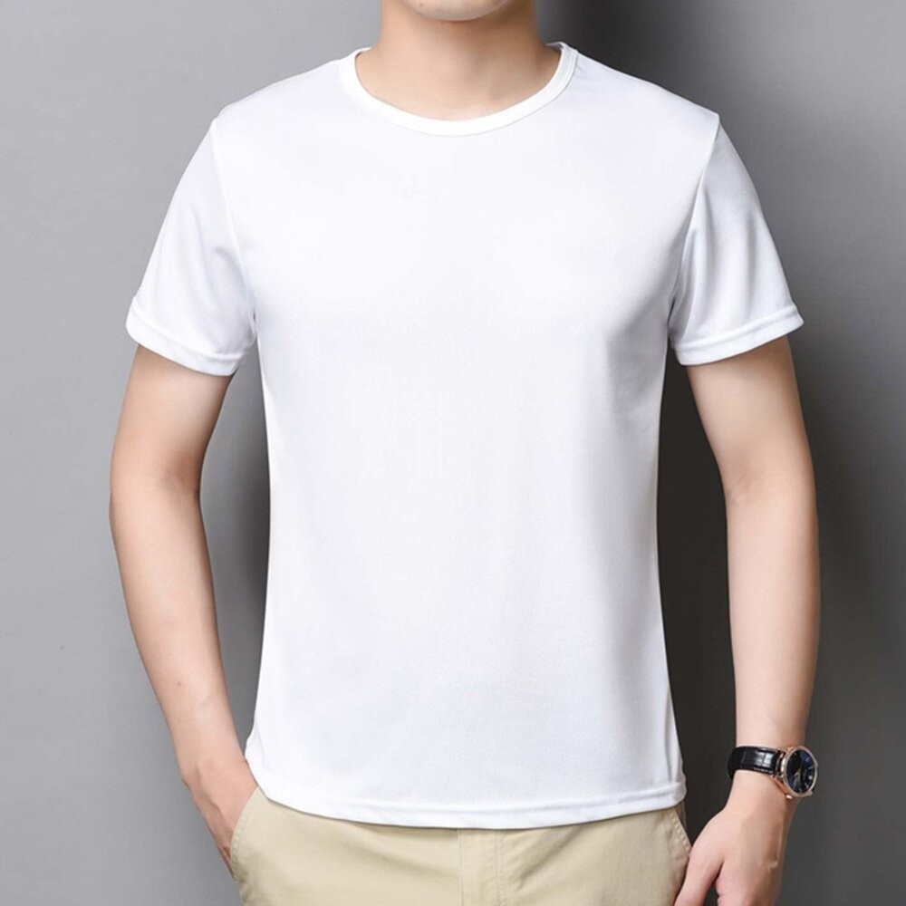 【台灣發貨】韓版寬鬆薄款冰絲彈性短袖上衣 衣服 男裝 t恤 短袖t恤 上衣【T572】-細節圖5