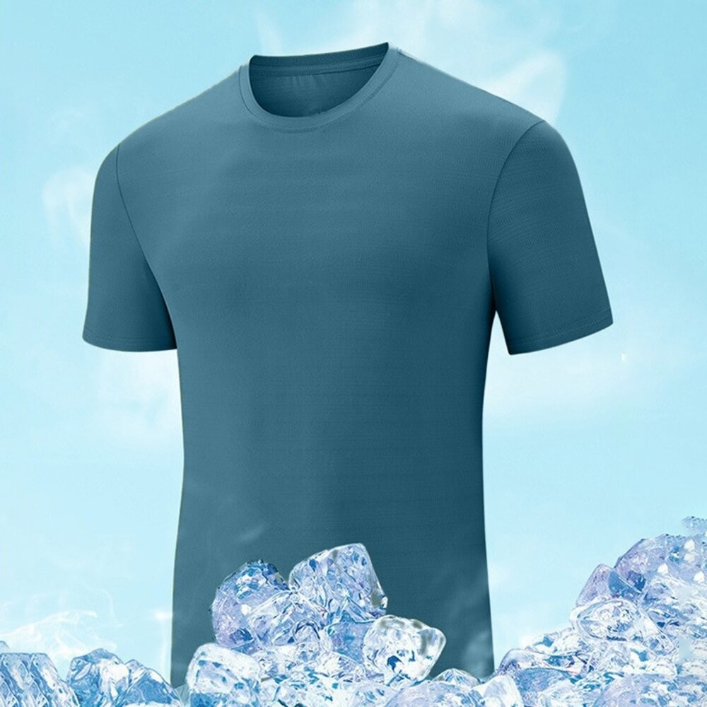 【台灣發貨】韓版冰絲速乾彈性薄款透氣短袖上衣 衣服 男裝 t恤 短袖t恤 上衣【T572】-細節圖2