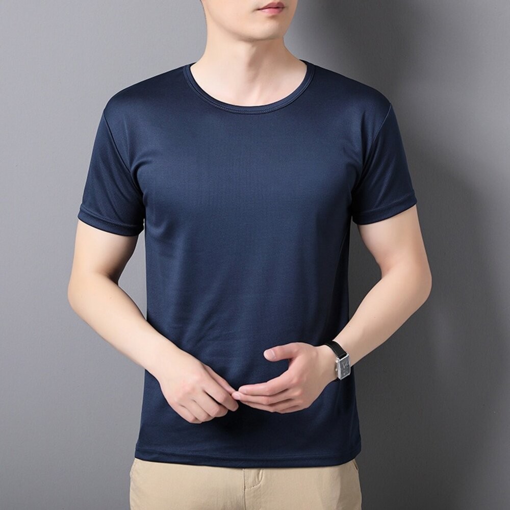 【台灣發貨】韓版冰絲速乾彈性薄款透氣短袖上衣 衣服 男裝 t恤 短袖t恤 上衣【T572】-細節圖8