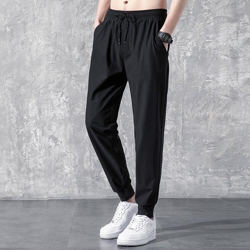 【台灣發貨】韓版透氣寬鬆九分彈性運動褲 寬褲 褲子 男裝【P270】-細節圖6