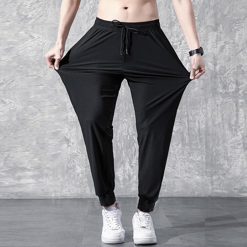 【台灣發貨】韓版透氣寬鬆九分彈性運動褲 寬褲 褲子 男裝【P270】-細節圖7