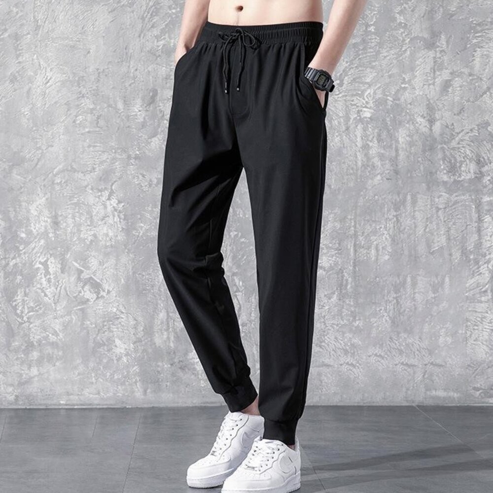 【台灣發貨】韓版透氣寬鬆九分彈性運動褲 寬褲 褲子 男裝【P270】-細節圖8