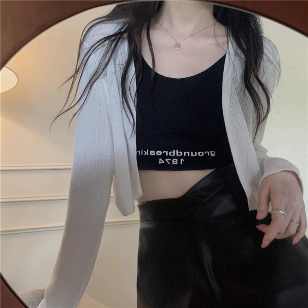 【台灣發貨】韓版小坎肩長袖防曬外套 外套 防曬外套 女裝 上衣 衣服【J276】-細節圖4