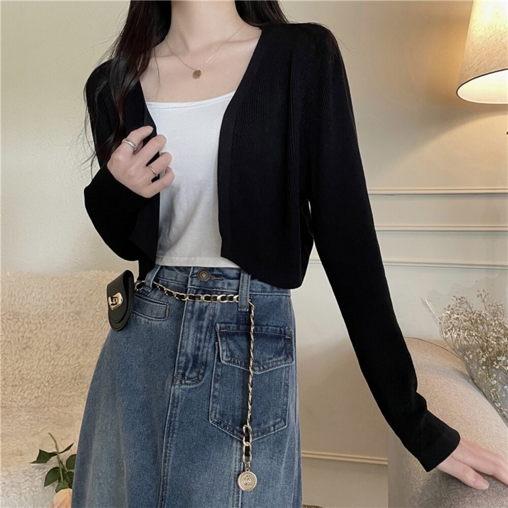 【台灣發貨】韓版小坎肩長袖防曬外套 外套 防曬外套 女裝 上衣 衣服【J276】-細節圖7