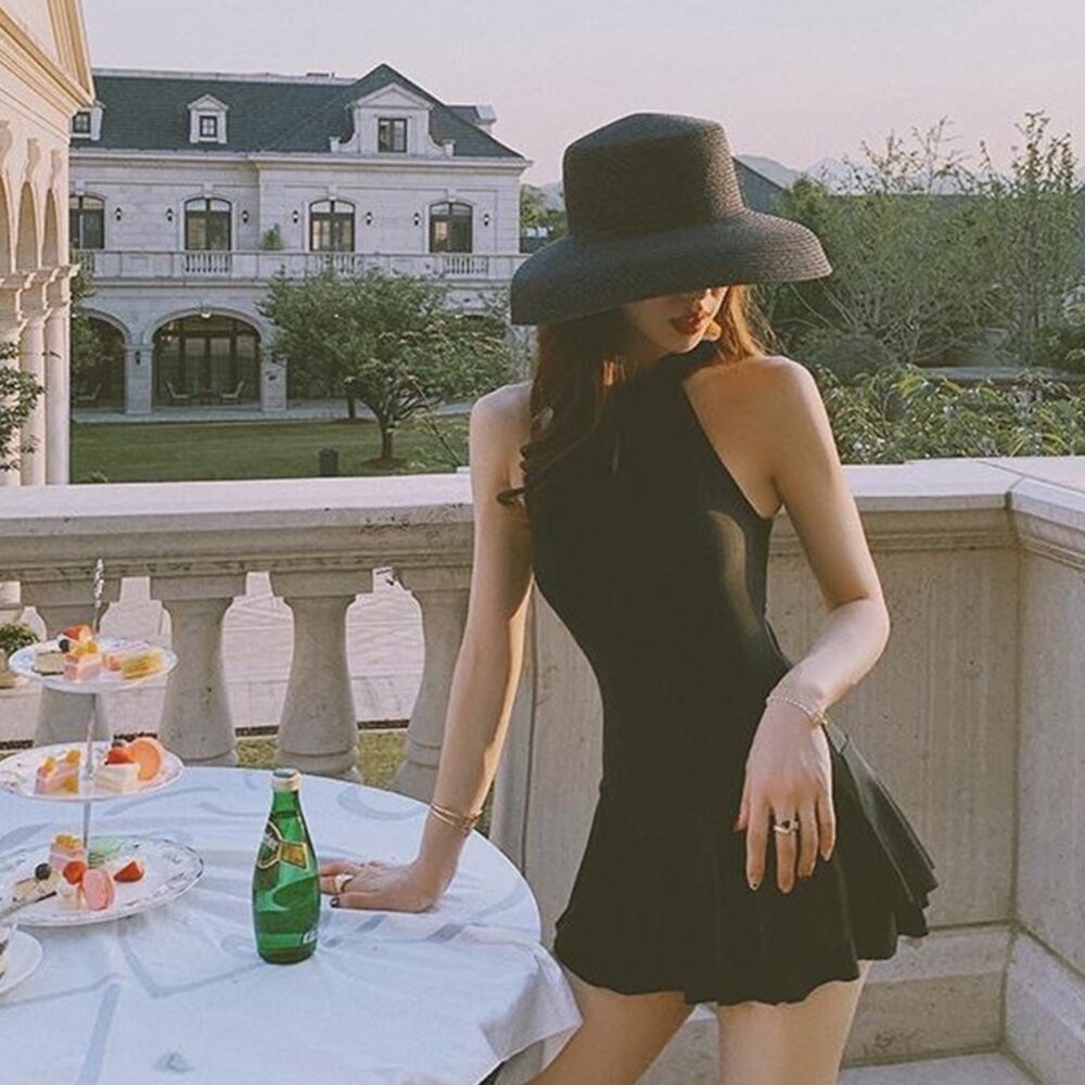 【台灣發貨】韓版氣質露背百褶裙連身泳衣【S133】-細節圖5