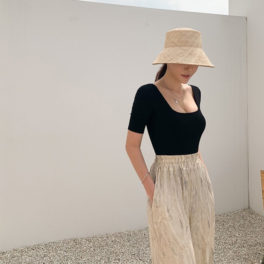 【台灣發貨】韓版方領顯瘦露背連身泳衣【S133】-細節圖9