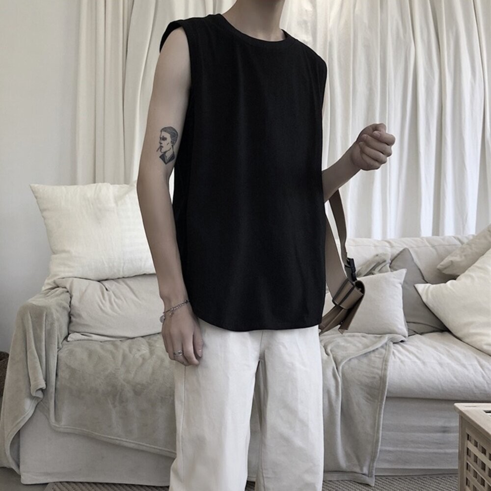 【台灣發貨】韓版寬鬆休閒運動無袖背心背心 衣服 女裝 上衣 男裝 衣服【V268】-細節圖8