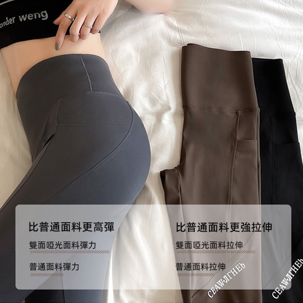 【台灣發貨】韓版有口袋高腰顯瘦運動鯊魚褲 寬褲 褲子 女裝【P318】-細節圖5