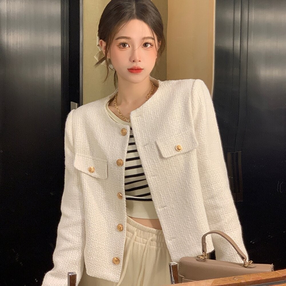 【台灣發貨】韓版高級感氣質短版外套 外套 防曬外套 女裝 上衣 衣服【J322】-細節圖2