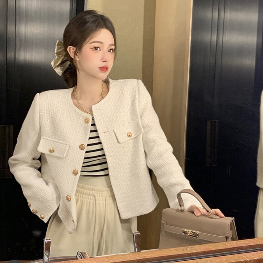 【台灣發貨】韓版高級感氣質短版外套 外套 防曬外套 女裝 上衣 衣服【J322】-細節圖4