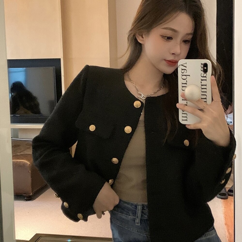 【台灣發貨】韓版高級感氣質短版外套 外套 防曬外套 女裝 上衣 衣服【J322】-細節圖9