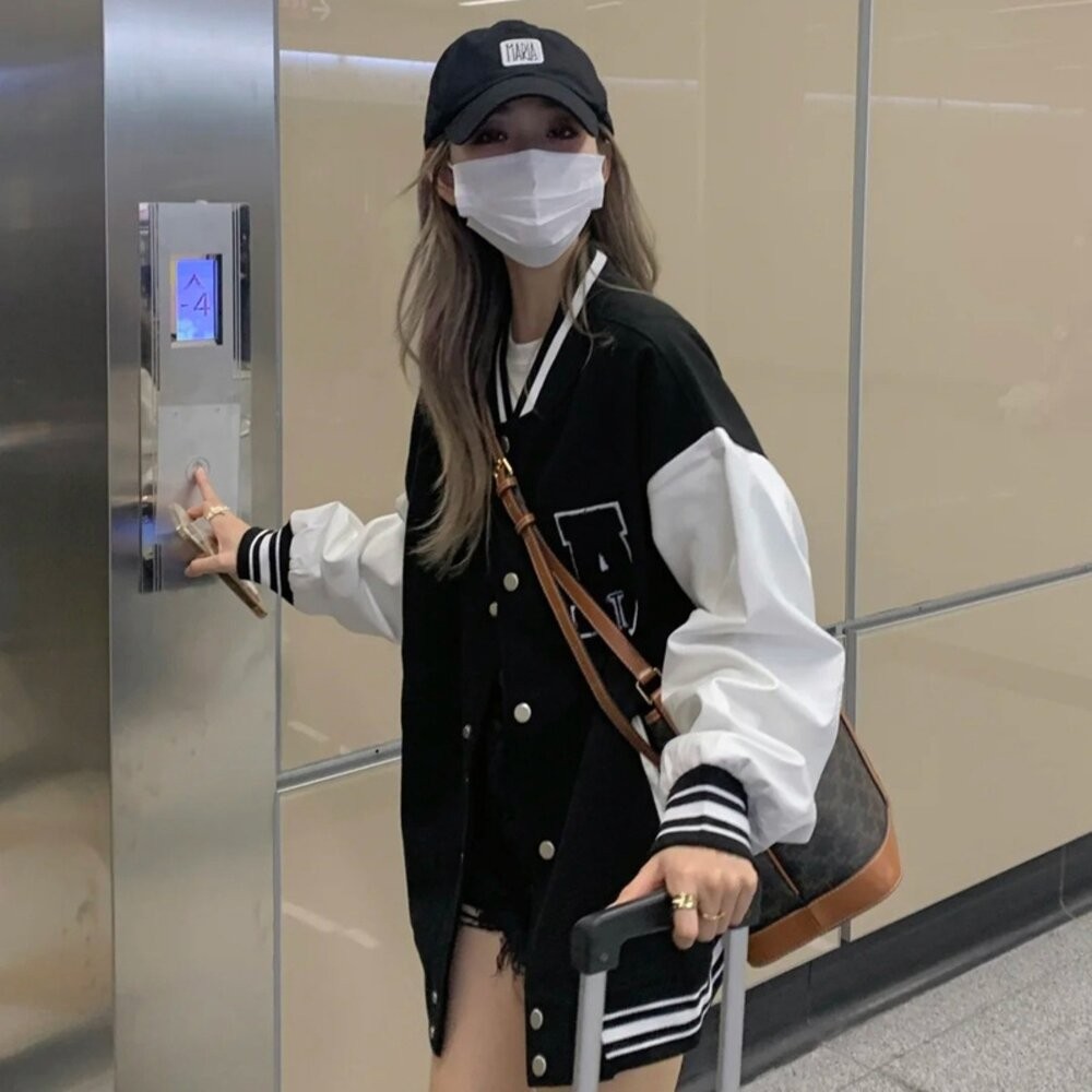 【台灣發貨】韓版慵懶風刺繡棒球外套 外套 防曬外套 女裝 上衣 衣服【J318】-細節圖4