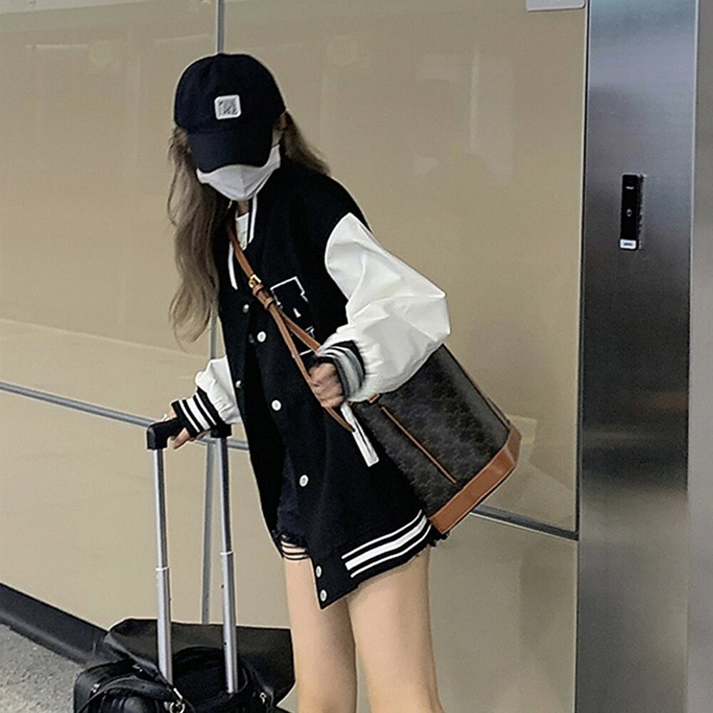 【台灣發貨】韓版慵懶風刺繡棒球外套 外套 防曬外套 女裝 上衣 衣服【J318】-細節圖6