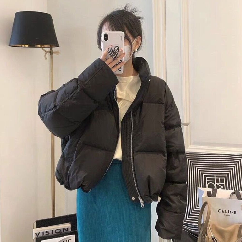 【台灣發貨】韓版立領泡芙外套 外套 冬季外套 女裝 上衣 衣服【J308】-細節圖3