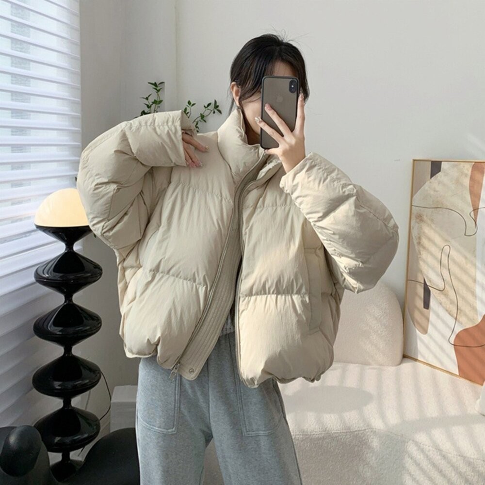 【台灣發貨】韓版立領泡芙外套 外套 冬季外套 女裝 上衣 衣服【J308】-細節圖4