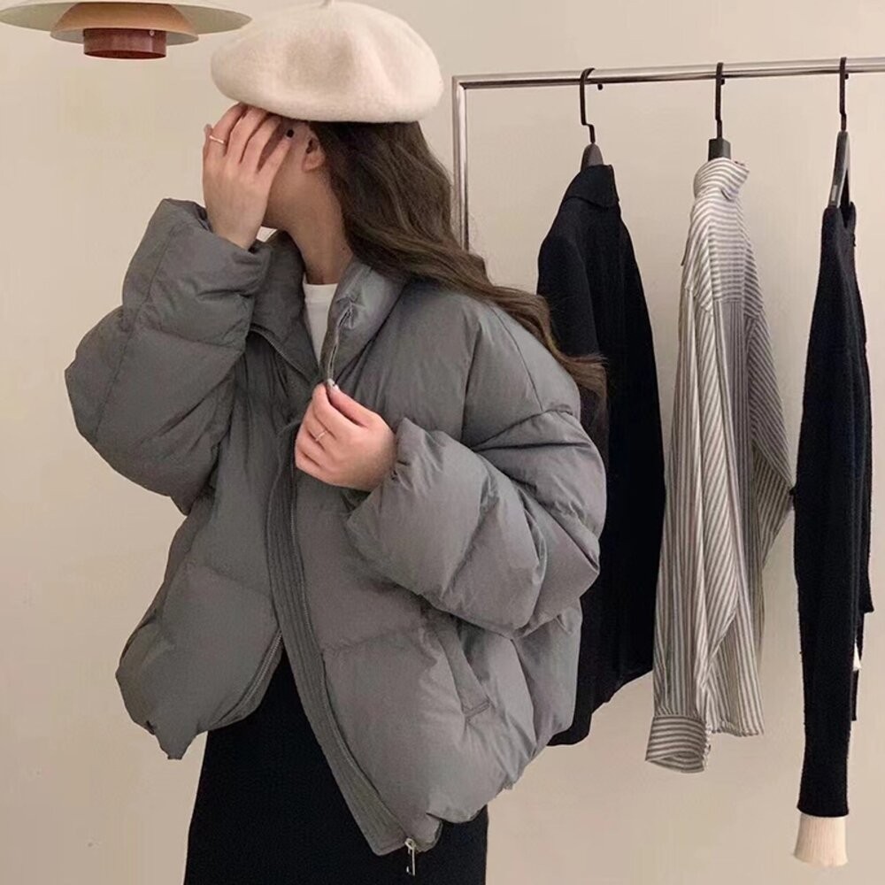 【台灣發貨】韓版立領泡芙外套 外套 冬季外套 女裝 上衣 衣服【J308】-細節圖5