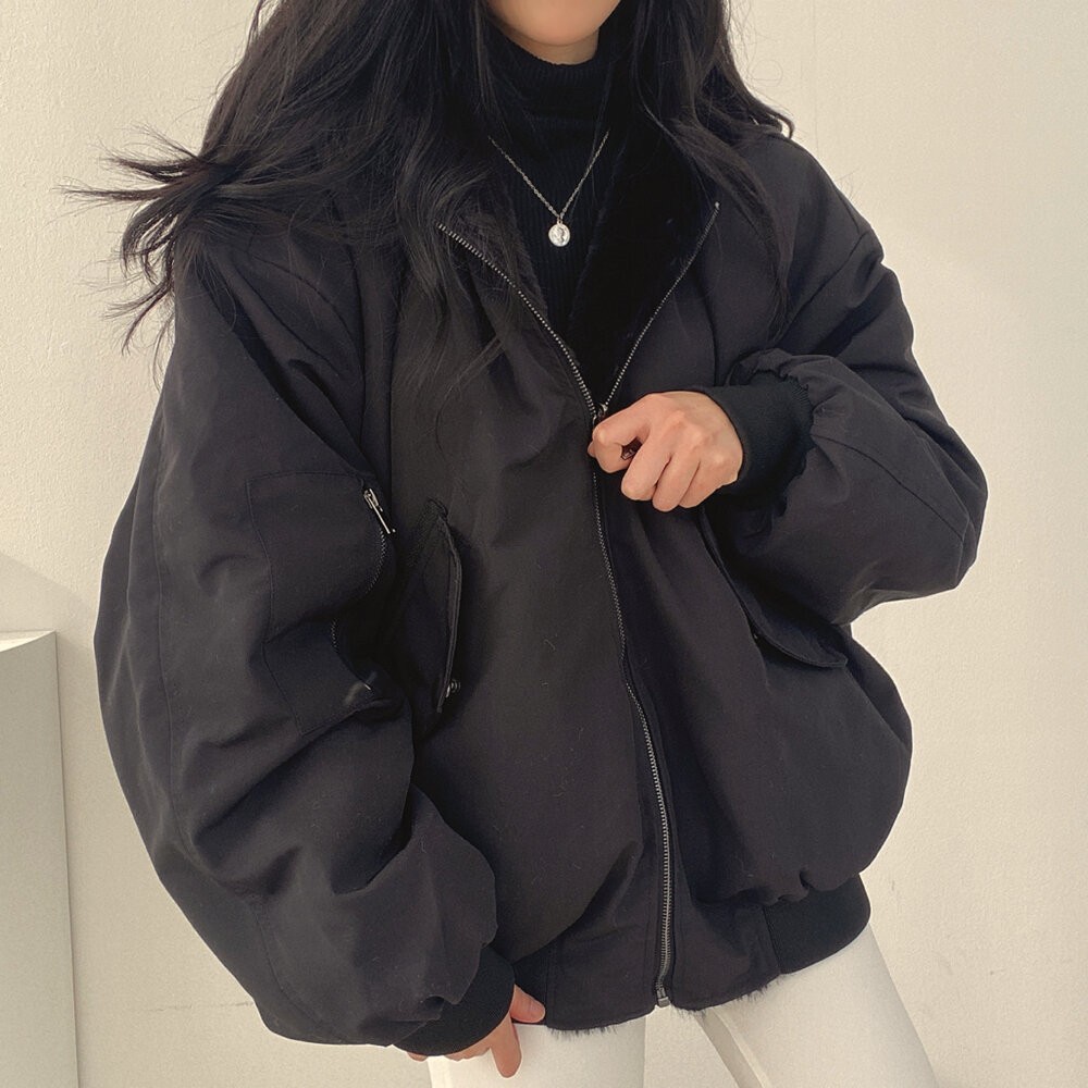 【台灣發貨】韓版加厚內刷毛兩面穿寬鬆毛毛外套 外套 防曬外套 女裝 上衣 衣服【J183】-細節圖7