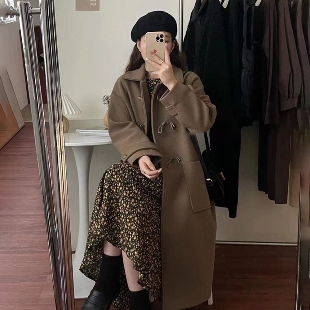 【台灣發貨】韓版牛角扣大衣 外套 防曬外套 女裝 上衣 衣服【J263】-細節圖2