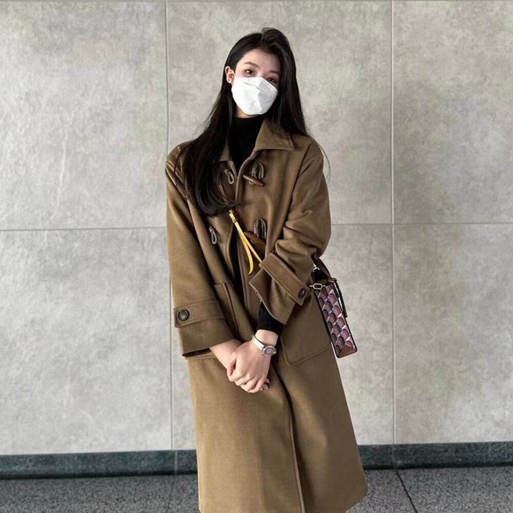 【台灣發貨】韓版牛角扣大衣 外套 防曬外套 女裝 上衣 衣服【J263】-細節圖4