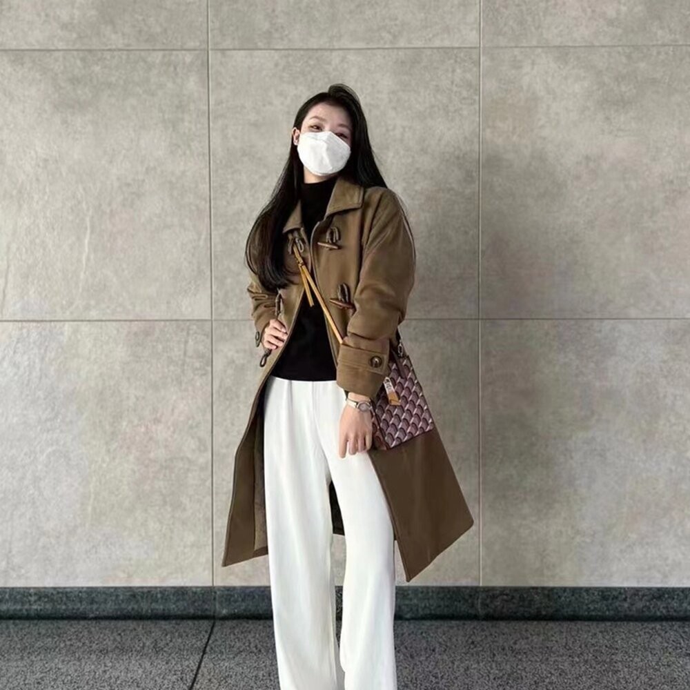 【台灣發貨】韓版牛角扣大衣 外套 防曬外套 女裝 上衣 衣服【J263】-細節圖5