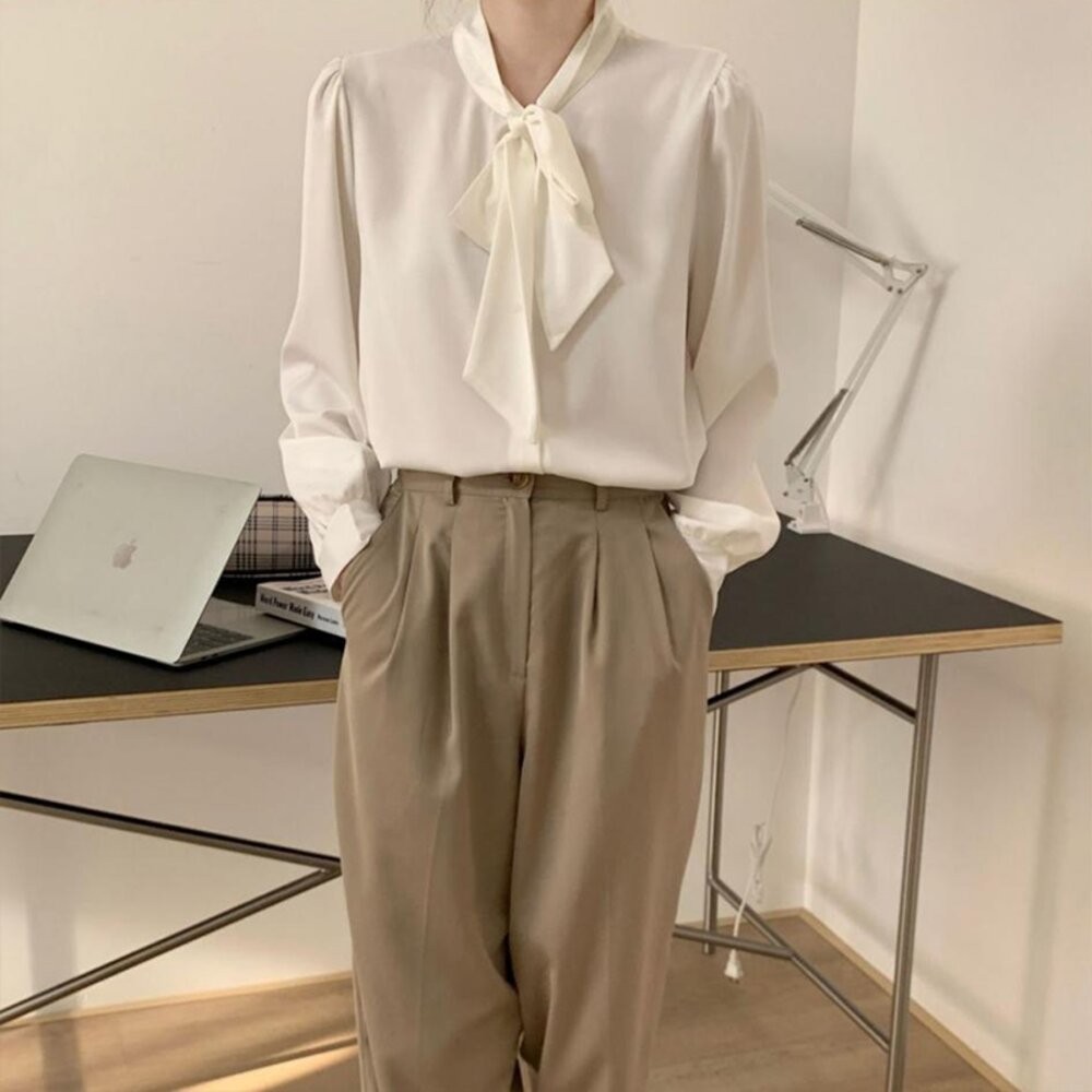 【台灣發貨】韓版氣質設計感襯衫 長袖上衣 長袖t恤 衣服 女裝 上衣【W414】-細節圖9