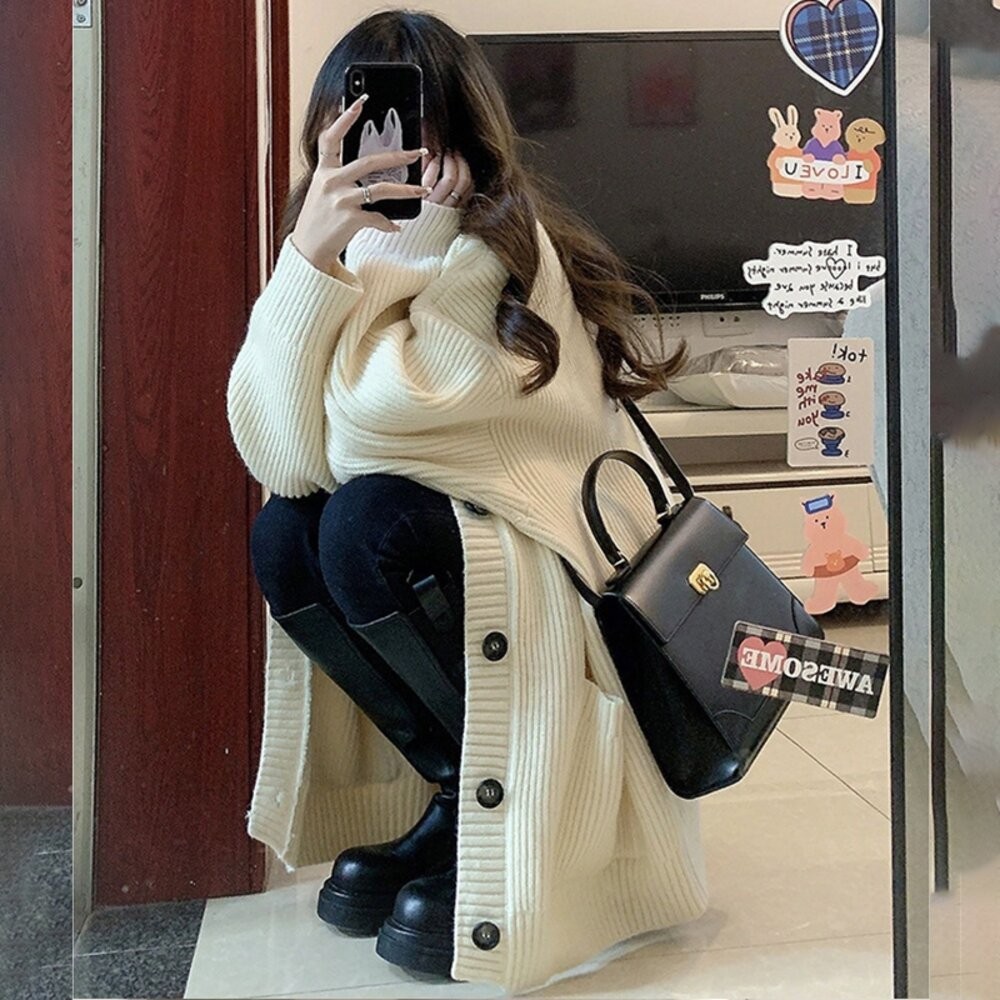 【台灣發貨】韓版寬鬆V領針織外套 外套 防曬外套 女裝 上衣 衣服【J288】-細節圖6