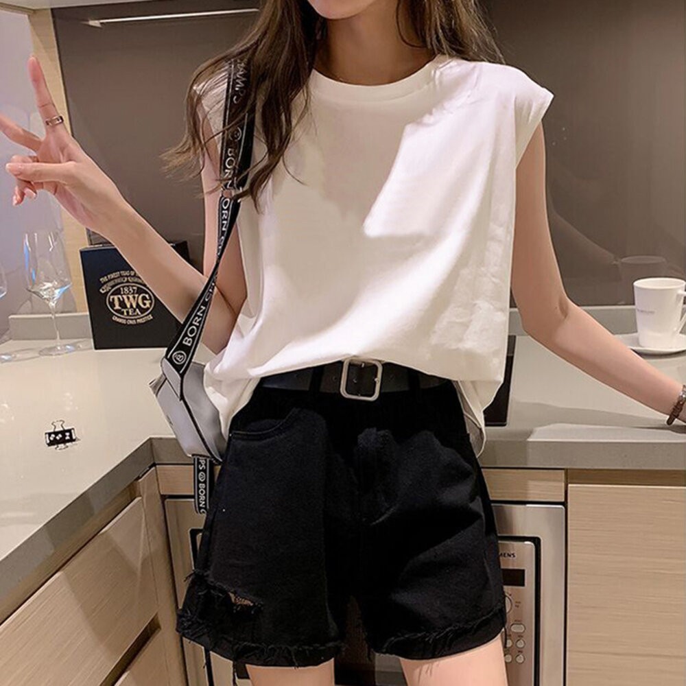 【台灣發貨】韓版白色寬鬆圓領背心 小可愛 背心 衣服 女裝 上衣【T519】-細節圖3