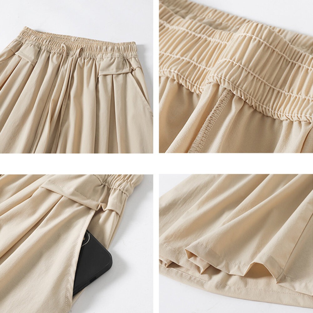 【台灣發貨】韓版高腰寬鬆冰絲褲裙 裙子 褲裙 長裙 女裝【P289】-細節圖9