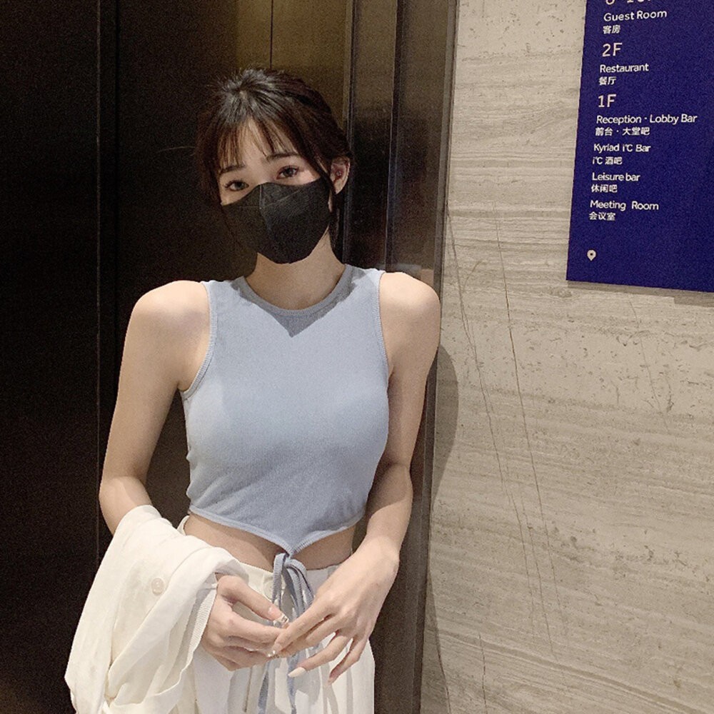 【台灣發貨】韓版顯瘦美背綁帶背心 小可愛 背心 衣服 女裝 上衣【V262】-細節圖3