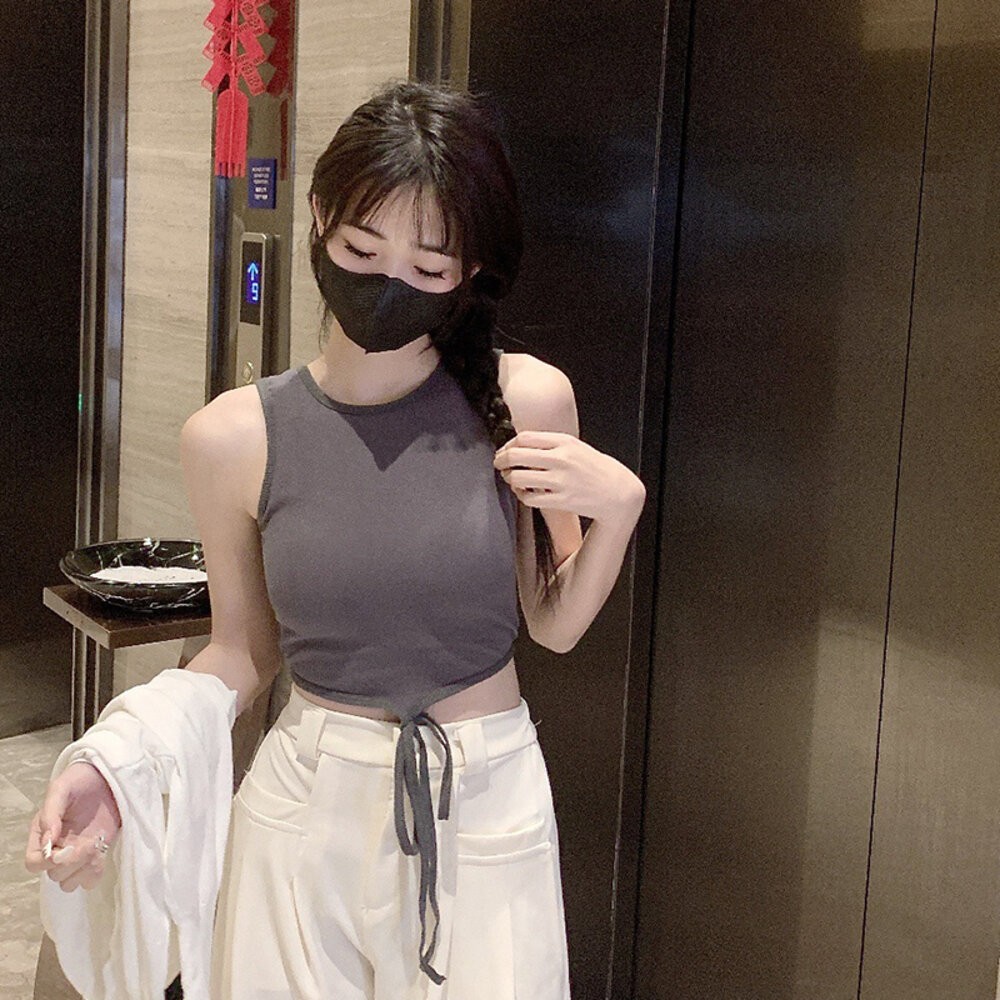 【台灣發貨】韓版顯瘦美背綁帶背心 小可愛 背心 衣服 女裝 上衣【V262】-細節圖4