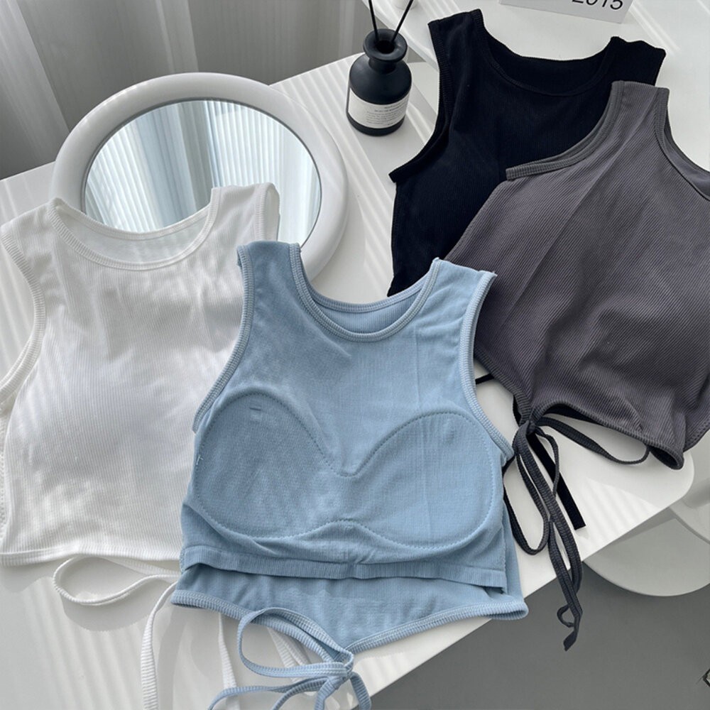 【台灣發貨】韓版顯瘦美背綁帶背心 小可愛 背心 衣服 女裝 上衣【V262】-細節圖9