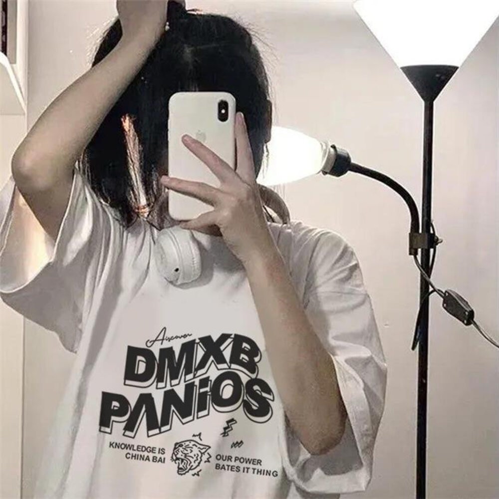 【台灣發貨】韓版寬鬆簡約圓領字母半袖短袖上衣 衣服 女裝 t恤 短袖t恤 上衣【T569】-細節圖4