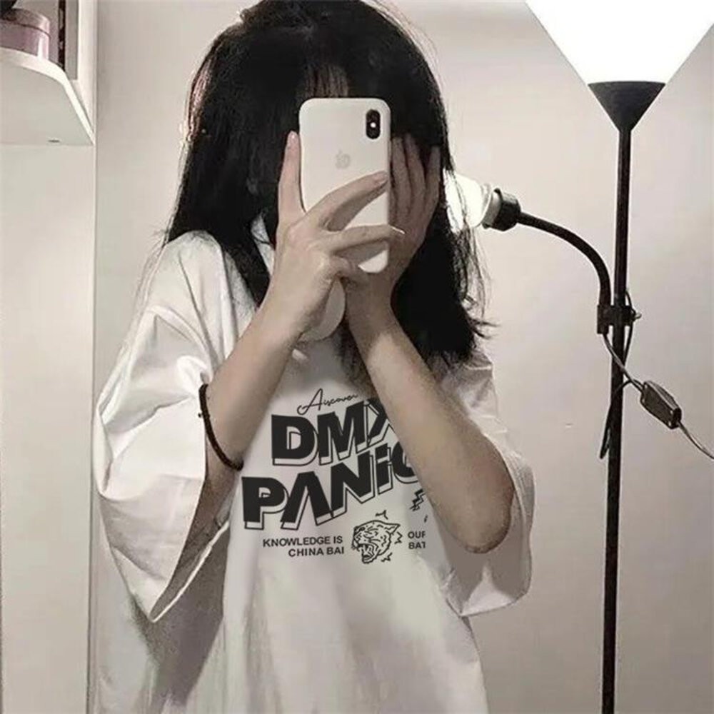 【台灣發貨】韓版寬鬆簡約圓領字母半袖短袖上衣 衣服 女裝 t恤 短袖t恤 上衣【T569】-細節圖5
