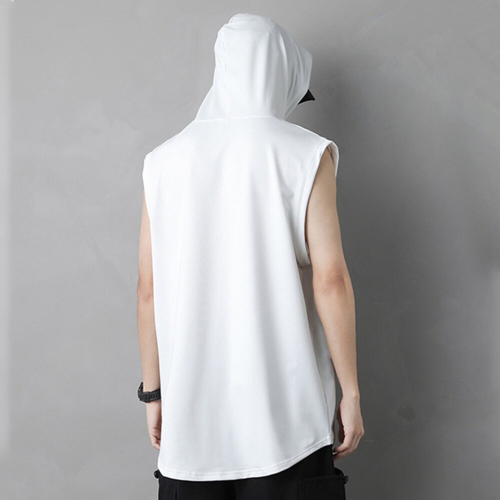 【台灣發貨】韓版無袖連帽T恤 小可愛 背心 衣服 男裝 上衣【V269】-細節圖6