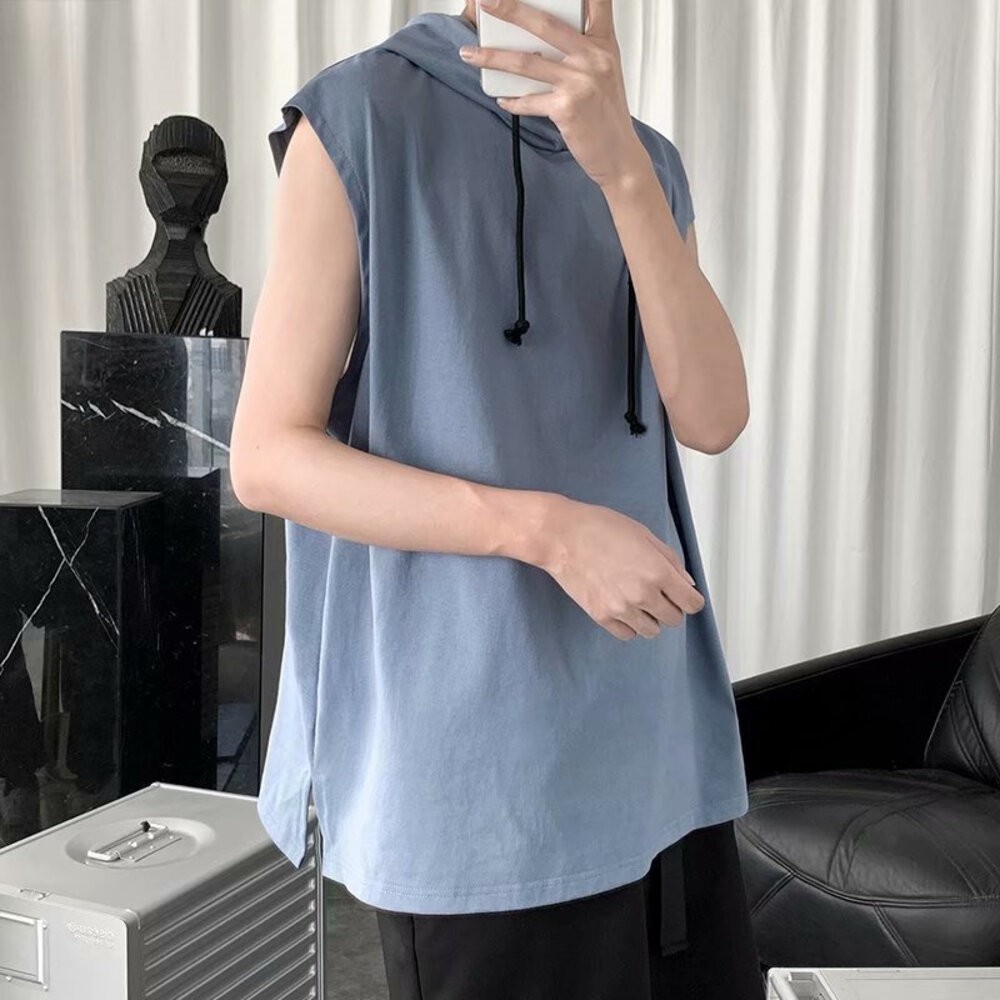 【台灣發貨】韓版男運動連帽背心 小可愛 背心 衣服 男裝 上衣【V269】-細節圖5