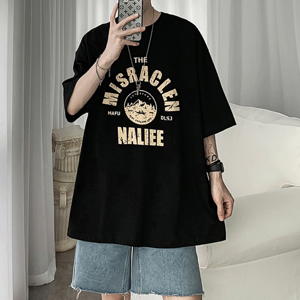 【台灣發貨】韓版男款潮牌風時尚短袖t恤 衣服 男裝 t恤 短袖t恤 上衣【T529】-細節圖2