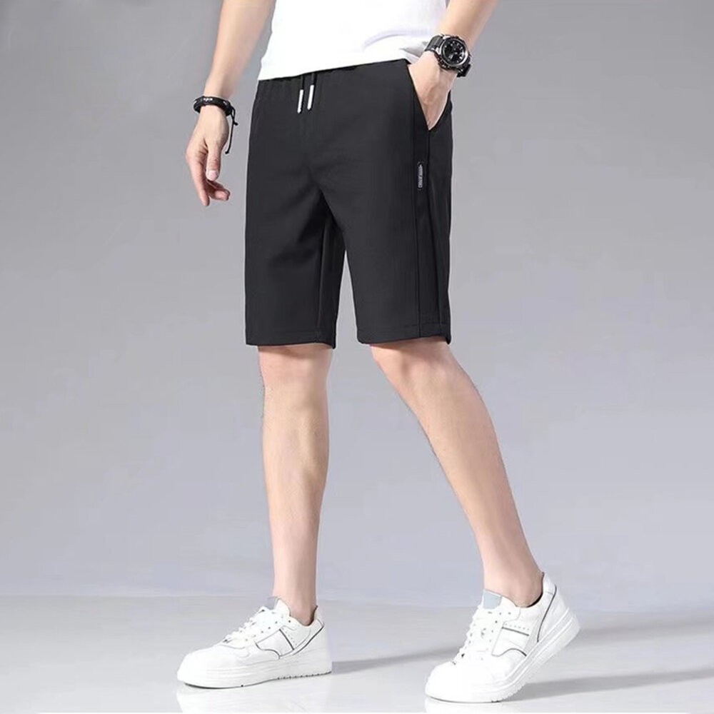 【台灣發貨】韓版冰絲速乾直筒薄款休閒短褲 短褲 褲子 男裝【P240】-細節圖4