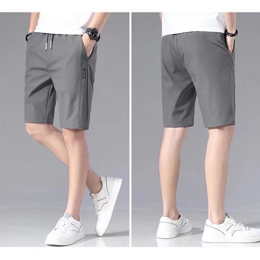 【台灣發貨】韓版冰絲速乾直筒薄款休閒短褲 短褲 褲子 男裝【P240】-細節圖6