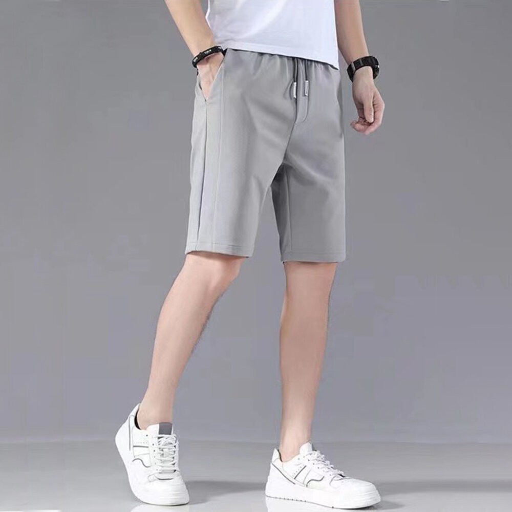 【台灣發貨】韓版冰絲速乾直筒薄款休閒短褲 短褲 褲子 男裝【P240】-細節圖7