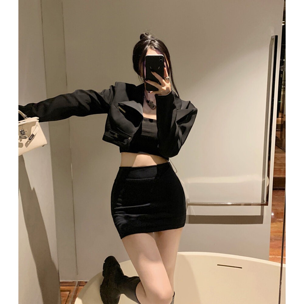 【台灣發貨】韓版高腰彈力百搭顯瘦半身裙 裙子 褲裙 長裙 女裝【P238】-細節圖8