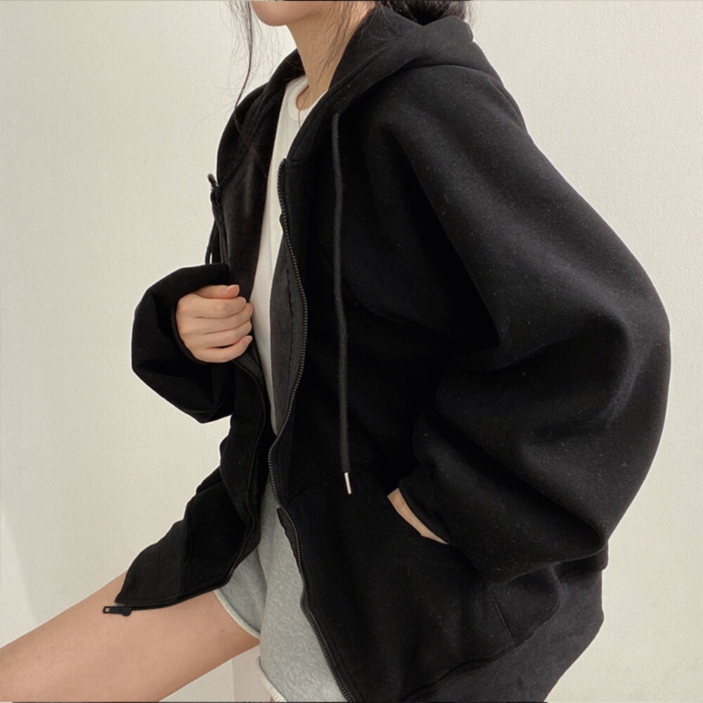 【台灣發貨】韓版小眾寬鬆慵懶風休閒連帽外套 小可愛 背心 衣服 女裝 上衣【J32】-細節圖3