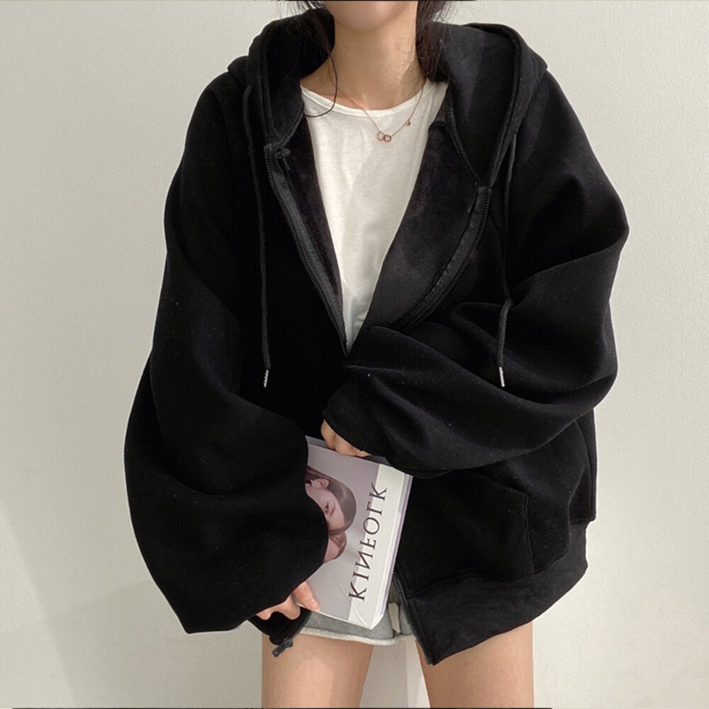 【台灣發貨】韓版小眾寬鬆慵懶風休閒連帽外套 小可愛 背心 衣服 女裝 上衣【J32】-細節圖6