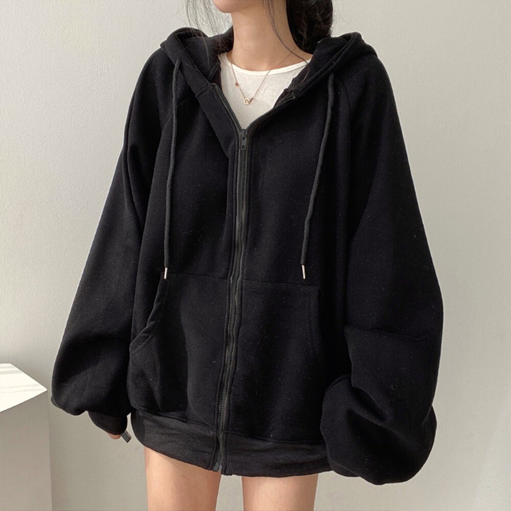 【台灣發貨】韓版小眾寬鬆慵懶風休閒連帽外套 小可愛 背心 衣服 女裝 上衣【J32】-細節圖8