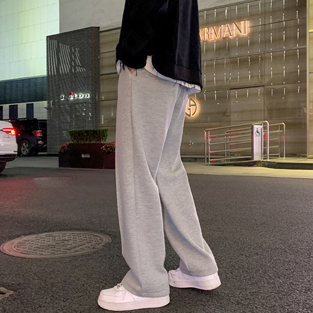 【台灣發貨】韓版墜感寬鬆直筒運動褲 寬褲 褲子 女裝【P235】-細節圖4