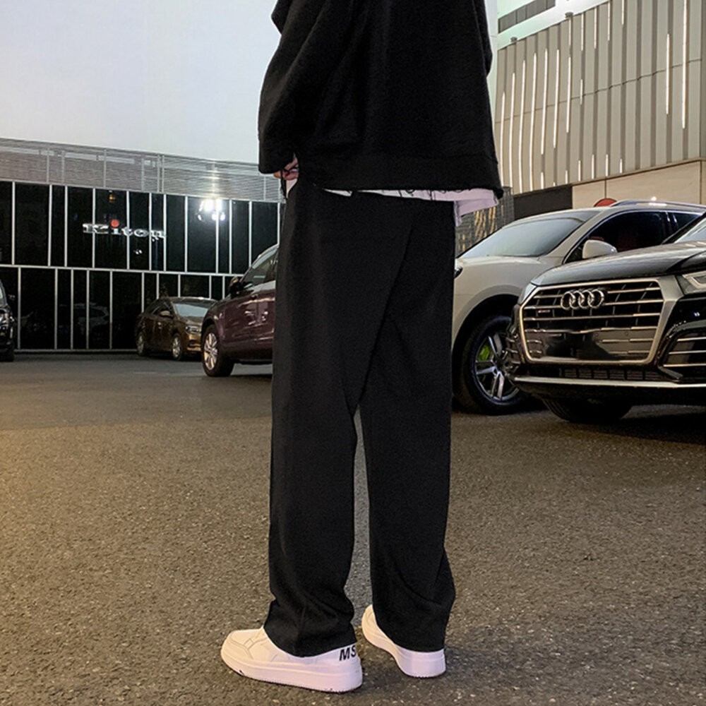 【台灣發貨】韓版墜感寬鬆直筒運動褲 寬褲 褲子 女裝【P235】-細節圖7