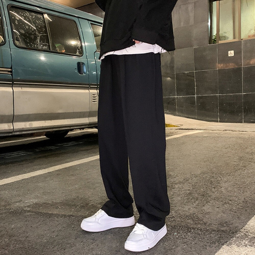 【台灣發貨】韓版墜感寬鬆直筒運動褲 寬褲 褲子 女裝【P235】-細節圖8