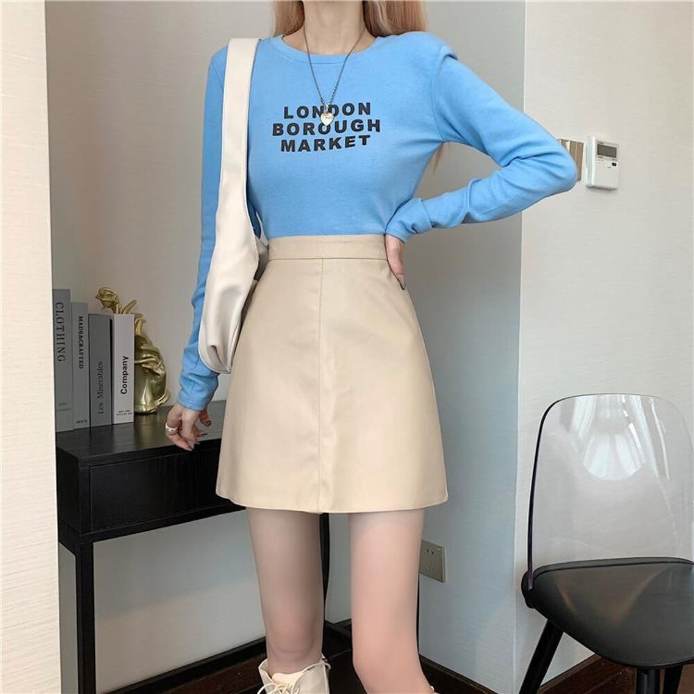 【台灣發貨】韓版高腰顯瘦皮短裙 短褲 褲子 女裝【P214】-細節圖9